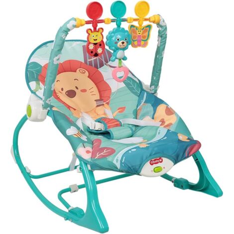 Transat Bébé Transat Balancelle avec Barre de Jeu, Dossier Inclinable, Jusqu'à 11 kg, Bleu