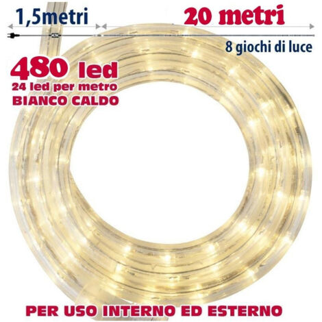 20 Mètres De Tubes Led Blanc Chaud 480 Lampes Pour L'intérieur Et L'extérieur (1/3)