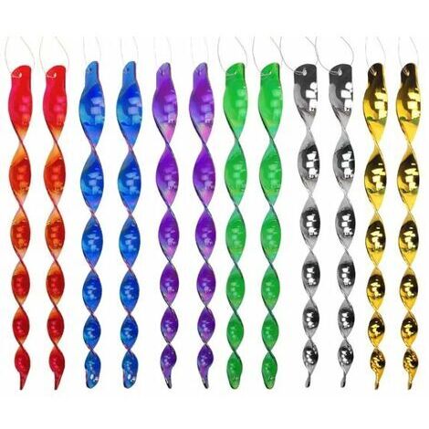 Odipie – Répulsif oiseaux 12 pièces – Épouvantail en spirale rotatif 30 cm – Réflexion 360° – Non toxique et respectueux de l'environnement – 6 couleurs