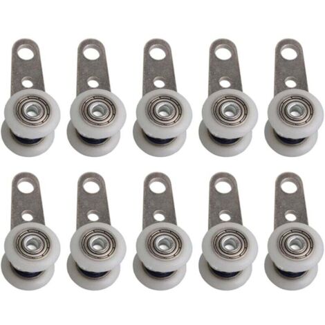 Lot de 10 roulettes pour baie vitrée ou porte coulissante – métal et plastique – 4,5 x 1,9 cm