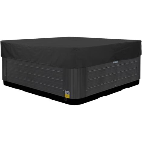 Couverture pour Bain à Remous Extérieur, Housse de Protection pour Spa en Tissu Oxford 210D Imperméable Anti-poussière Bache de Piscine Carrée,Noir,231x231x30cm