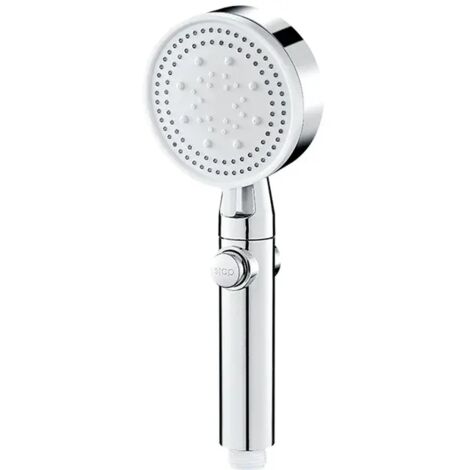 Pommeau de douche argenté à économie d'eau, 5 modes réglables, haute pression, arrêt en une seule touche, massage de l'eau, accessoire de salle de bain écologique