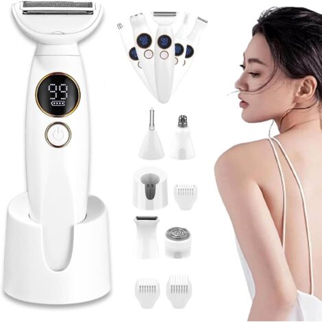 Rasoir Femme 5 En 1, 2025 New Rasoir Elios Femme, Polyvalent Tondeuse Maillot Femme, Rasoir éTanche Ipx7 Avec Chargeur Usb Et Affichage, Pour Bikini, Jambes, Aisselles Et Nez (B)