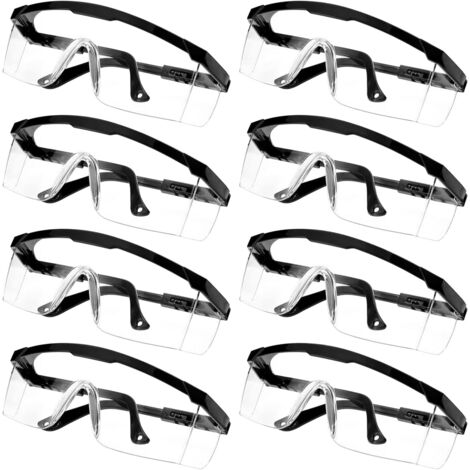 GABRIELLE 8 lunettes de protection anti-poussière, anti-sable et anti-éclaboussures, avec verres en polycarbonate, légères à porter, lunettes de laboratoire résistantes aux chocs (noires)