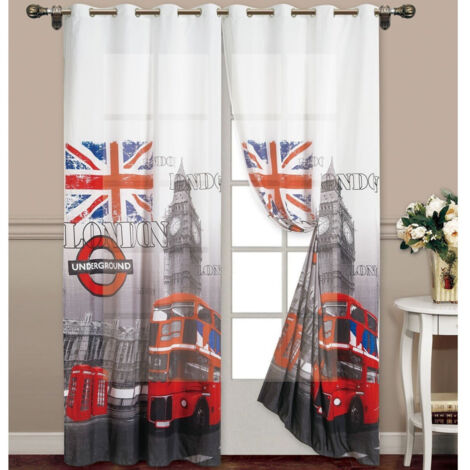Rideau London British Uk Panneau Anneaux Meubles Porte Fenêtre Bâton (1/2)