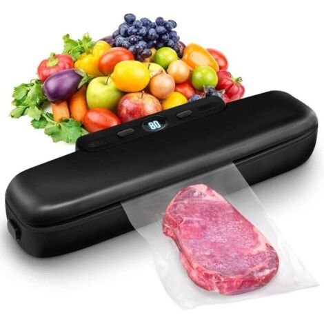Machine à emballer sous vide automatique pour aliments, appareil à une touche pour conserver les aliments secs et humides, appareil compact (noir) XXW