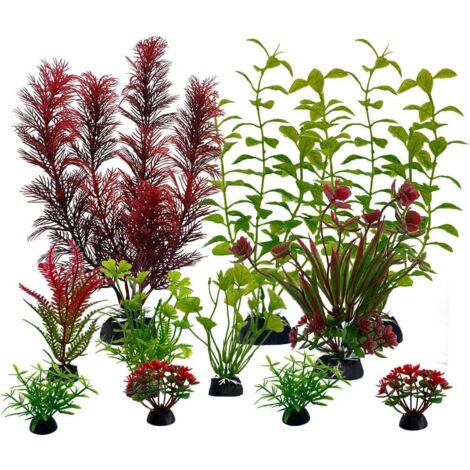 11 Pièces Plantes Artificielle pour Aquarium et Terrarium, Plante de Décoration (Plant F)