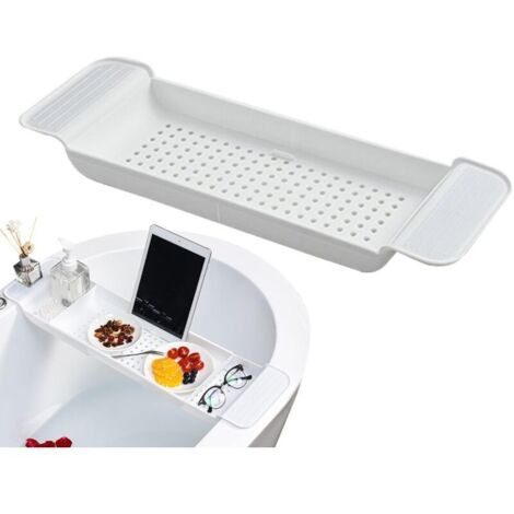 ZVD Plateau Baignoire en Plastique, Extensible Table pour Baignoire, Antidérapant, s'adapte à la Plupart des Tailles de Bain, 56 x 18 x 5,2 cm (1/5)