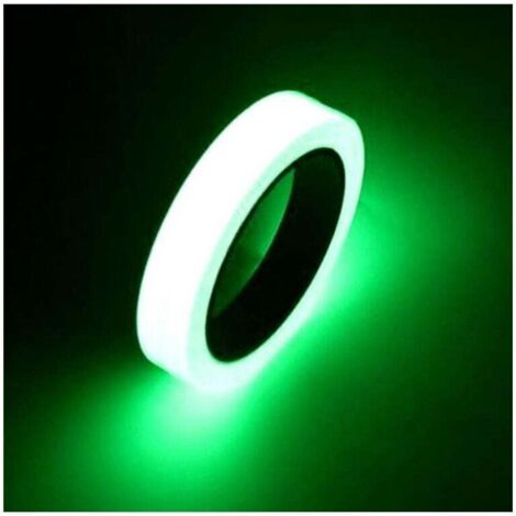 ZVD Ahlsen Scotch Fluorescent 10m x 1.5cm, Bande Fluorescente Autocollante, Glow in The Dark Tape, Ruban Adhésif Lumineux Vert, Scotch Phosphorescent Vert pour Escaliers, Interrupteurs, Vélos, Camping (1/4)