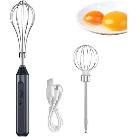 Batteur à oeufs électrique avec batteurs à deux fils Batteur à aliments Fouet à 3 vitesses Mélangeur à main sans fil vertical avec séparateur d'oeufs pour la cuisson de crème aux oeufs de gâte（noir）