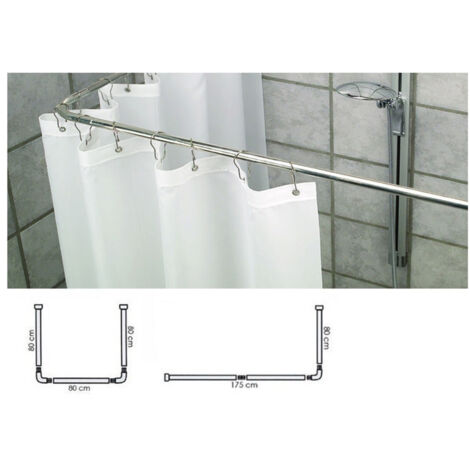 Support De Rideau De Douche En Acier Gris Salle De Bain 80x80x80 Tringle Cintrée