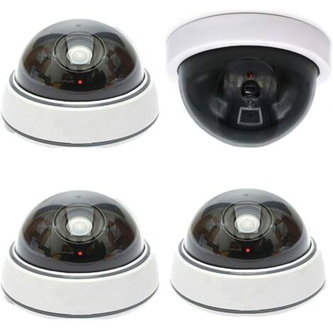 Lot de 4 caméras virtuelles à dôme sans fil Simulation de sécurité extérieure avec LED IR réalistes pour la protection de la sécurité des magasins et de la maison (1/5)