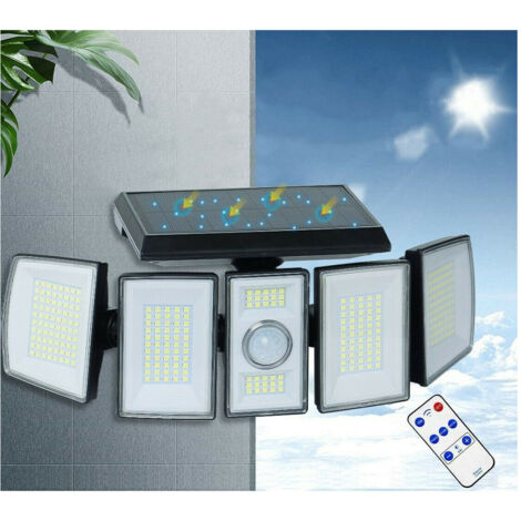 Faro Solare Led Orientabile Faretto Telecomando Sensore Di Movimento 300 Led