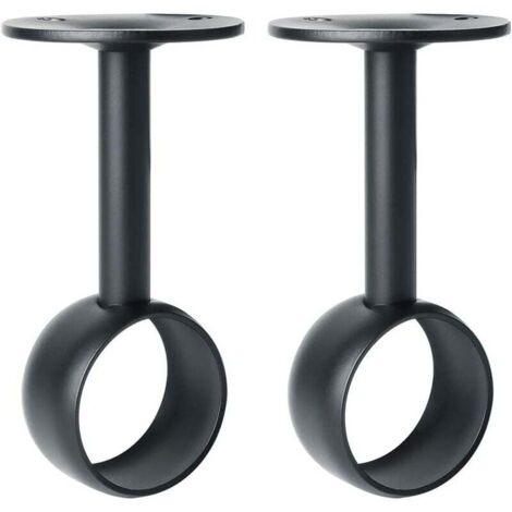ZVD Support de Tringle à Rideaux Support Tringle Penderie avec Vis Support de Plafond pour Rideau et Armoire, Noir Mat en Acier Inoxydable, Diamètre 32 mm, 2 Pcs