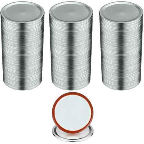 100PCS Couvercles de Bocaux à Conserve - Bouche Régulatrice 70mm, Métal avec Anneau d'Étanchéité, Modèle Argent