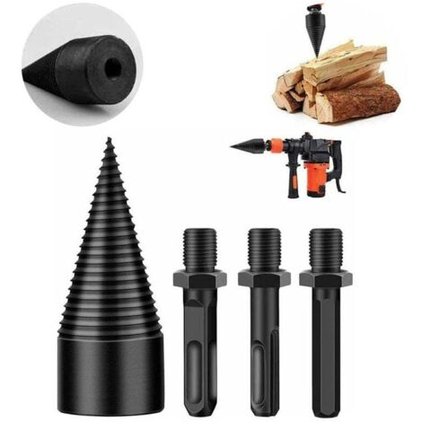 - Fendeuse de bûches fendeuse à bois, perceuse robuste vis cône conducteur feu fendeuse visseuse à cône Bois de Chauffage Bois Outil de Coupe avec tige hexagonale, Queue carrée, Tige ronde (32MM) C
