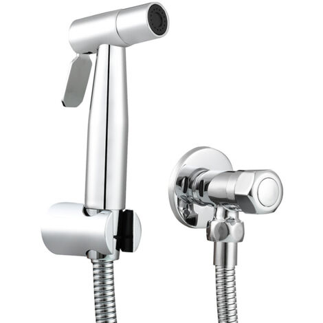 Douchette WC Kit Complet Acier Inox Douchette Toilette Eau Froide avec Flexible, Support, Chromé (1/5)