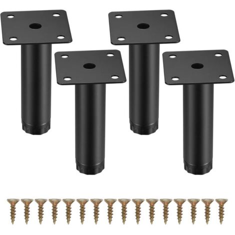 ZVD 4 Pièces Pieds de Meuble, 10 cm/4 Pouces Pieds de Meubles Réglables, Pieds de Support en Fixation en Métal pour Meubles/Table/Chaise/Bureau/Cuisine/Armoire/Canapé