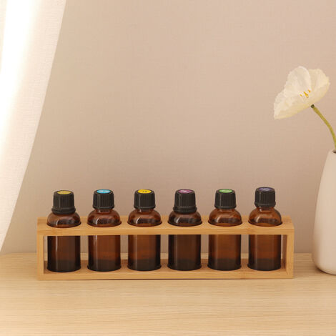 Boîte de rangement d'huile essentielle en bois, présentoir en bois massif, organisateur, support d'huile essentielle, présentoir de bouteilles d'aromathérapie, 6 trous