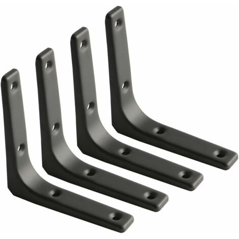 ZVD Équerre Étagère Murale, Équerre Métal Mat Noir, Support Étagère Métal pour Déco Cusine, Équerre Charge Lourde, 100mm100mm, 4pcs (1/5)