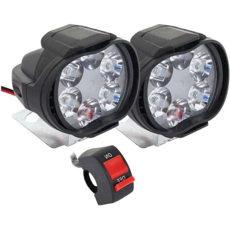 ZVD-Phare Moto Feux Additionnels LED, 2Pcs Phares Avant Phares Supplémentaires pour Moto 12V Anti Brouillard Projecteur Spot avec Interrupteur pour Truck Moto Quad Scooter