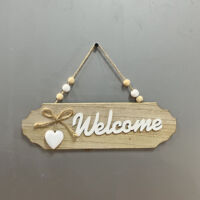 Panneau De Bienvenue En Bois Naturel 25.8 X 7.6 Cm Avec Corde Suspendue Décoration Porte D'Entrée Accrochable Pour Maison