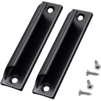 Poignée en alliage d'aluminium 2 pièces, Poignée de porte coulissante, Poignée de porte de balcon, Poignée de tiroir d'armoire, Pour fenêtres, quincaillerie de meubles avec vis(le noir)