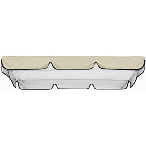 Auvent de rechange robuste en tissu Oxford avec revêtement argenté pour balancelle d'extérieur, coupe-vent et indéchirable pour pelouse et jardin, beige, 164 x 114 x 15 cm (1/5)
