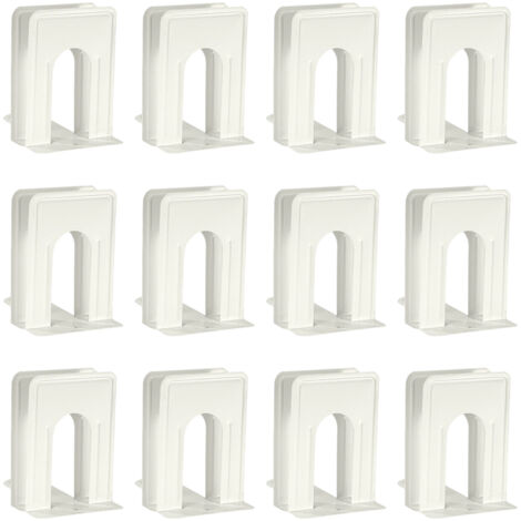 Blanc Serre-Livre, Presse Livre en Métal, 6 Paire Cale Livre, Bloc Livre pour Étagère, Bureau/Famille, 2.6x14.8x17cm (1/5)