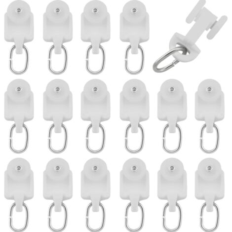 Lot de 50 crochets de rideaux en plastique, légers et durables, faciles à installer, pour rails de rideaux en forme de L, rail de plafond, fixation de rideau (1/5)