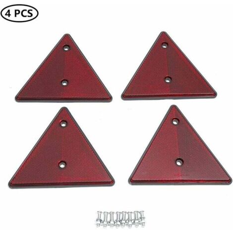 4 x Catadioptre Triangle Rouge, Catadioptre Triangle pour Remorque, Catadioptre Visser Fixe Remorque Réflecteurs, Catadioptre Triangle Signalisation, Appliquer à RV Caravanes Remorque Camion (1/5)