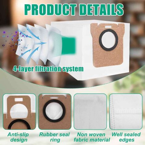 liveryde 5 Sacs à poussière compatibles pour Xiaomi Robot Vacuum 5/5 Pro / H40 / X20 / X20 Max / X20 Pro / X10 / X10 Plus, pour Dreame L10 L10s L20
