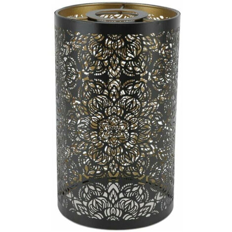 Abat-Jour Sculpture Creuse Abat-Jour En Fer Forgé Abat-Jour En Fer Table Circulaire Abat-Jour Moderne En Métal Cylindrique Motif Circulaire E27 E26 Table De Chevet Décorative (1/5)