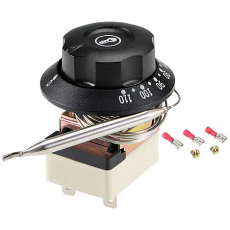 Contrôle Température Interrupteur Thermostat Capillaire 1NO 1NC 250V 16A 30-110℃ 2m avec 2 Vis 3 Bornes à Sertir