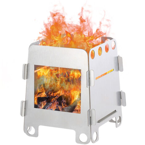 Réchaud à bois de camping pliable et léger en acier inoxydable, réchaud à alcool portable pour le camping, la randonnée, les pique-niques, les barbecues et la chasse (1/5)