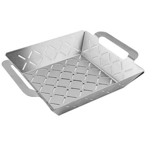 Plaque de cuisson en acier inoxydable - Accessoire pour barbecue - Pour légumes, viande et poisson - Compatible lave-vaisselle (1/5)