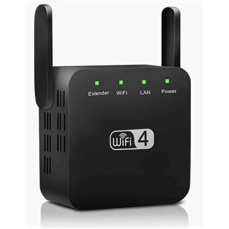 Répéteur WiFi 300 Mbps 2,4 Go, 1 port réseau RJ45 Amplificateur de signal Internet sans fil, prolongateur WiFi ultra-compact, amplificateur Internet facile à installer, noir (1/5)