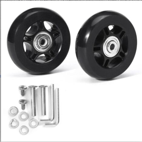 Une paire de roulettes universelles de rechange en caoutchouc résistant, multidirectionnelles et silencieuses, pour valises et bagages (70 mm x 19 mm, 2 pièces). (1/5)