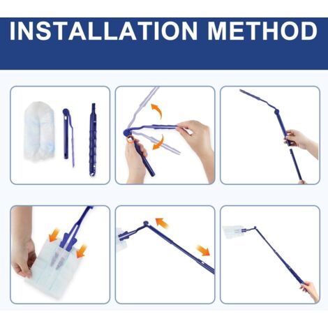 Plumeau Poussiere 7pcs, Plumeau Poussiere Pliable avec Rallonge TéLescopique 38-210cm, Brosse à