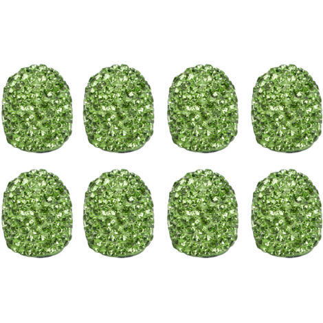 Lot de 8 bouchons de valve de pneu de voiture faits main avec strass scintillants, attrayants et universels pour la personnalisation (vert). (1/5)