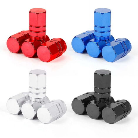 4x Aluminum Valve Stem Caps Wheel Covers Air Tire Metal Car/Truck/Bike Universal (1/5)