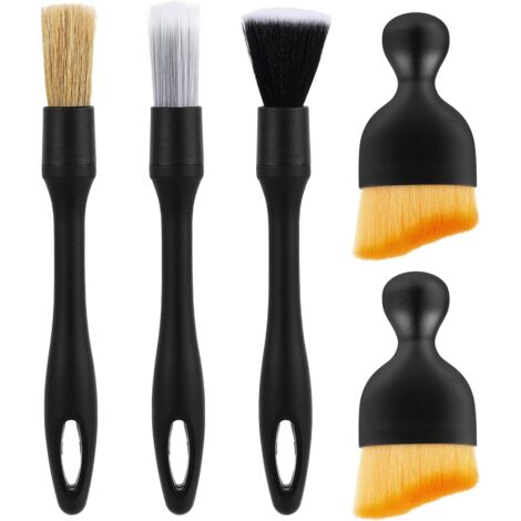 Kit Nettoyage Voiture(5Pcs), Brosse Douce Anti Poussiere Intérieur Cpinceau, Pinceau Detailing Auto Kit de Détail, Brosses à Poussière Jante Pinceaux Interieur pour Tableau de Bord (1/5)