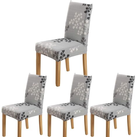 Housses de Chaise de Salle à Manger,Moderne Élastique Couverture de Chaise Durable Housse Chaise Extensible pour Décoration de Mariage,Hôtel,Restaurant (Feuille, 4 Pièces) (1/5)