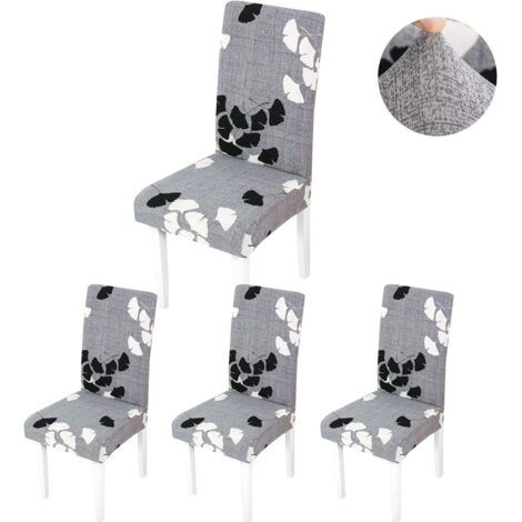 Housses de Chaise de Salle à Manger,Moderne Élastique Couverture de Chaise Durable Housse Chaise Extensible pour Décoration de Mariage,Hôtel,Restaurant (Gris-Maple Leaf, 4 Pièces) (1/5)