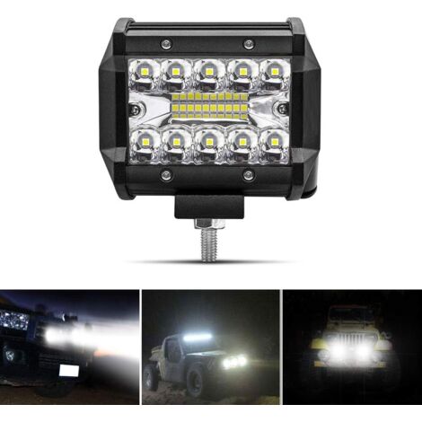 4" 60W Projecteur LED Lampe de Travail Barre LED Phare 800LM, Etanche IP67, Feux Antibrouillard pour Voiture Hors Route Tracteur Camion SUV ATV Bâteau 12V 24V Feux Diurne Lumière (1/5)