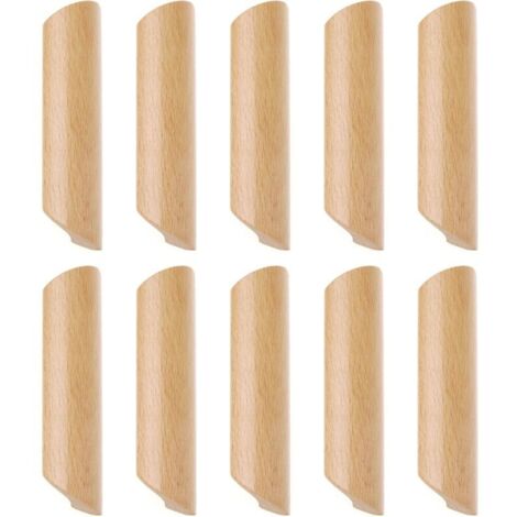 Lot de 10 Poignées de Placard en Bois Forme Éventail Poignée pour Meuble Tiroir avec Vis Entraxe 160mm (1/5)