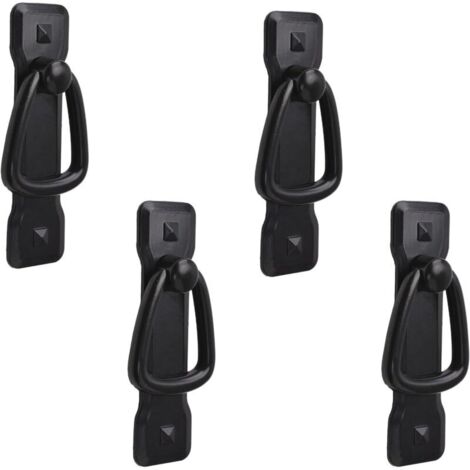 Lot de 4 poignées de porte vintage noires pour armoire de cuisine, placard, commode, tiroir 95 x 25 mm (1/5)