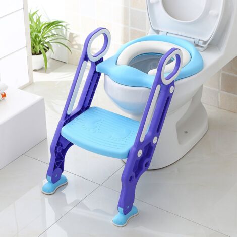 Réducteur de WC, Siège de toilette avec escalier pliable - Hauteur réglable pour enfants de 1 à 7 ans (1/5)