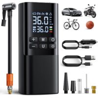 Mini Compresseur à Air Portatif, Gonfleur Pneus Voiture sans Fil, Gonfleur Electrique pour Vélo, Voiture,Moto, Balles, avec Lumière LED, Inflation Rapide, Arrêt Automatique