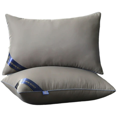 Oreillers de lit de qualité hôtelière, lot de 2 oreillers doux et offrant un bon soutien, en coton doux pour la peau, gris (1/5)
